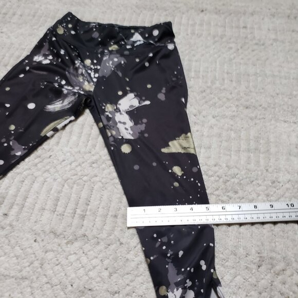 Justice Black and Gold White Splatter Print Leggings Size L 12-14 - Picture 10 of 12